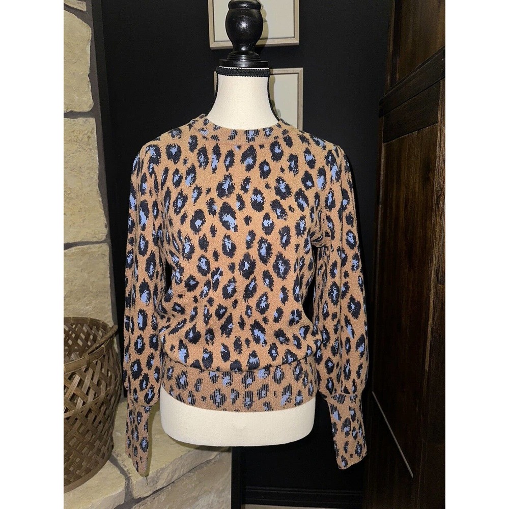 NWT Ann Taylor Leopard Puff Sleeve Sweater - Maple - Size Medium